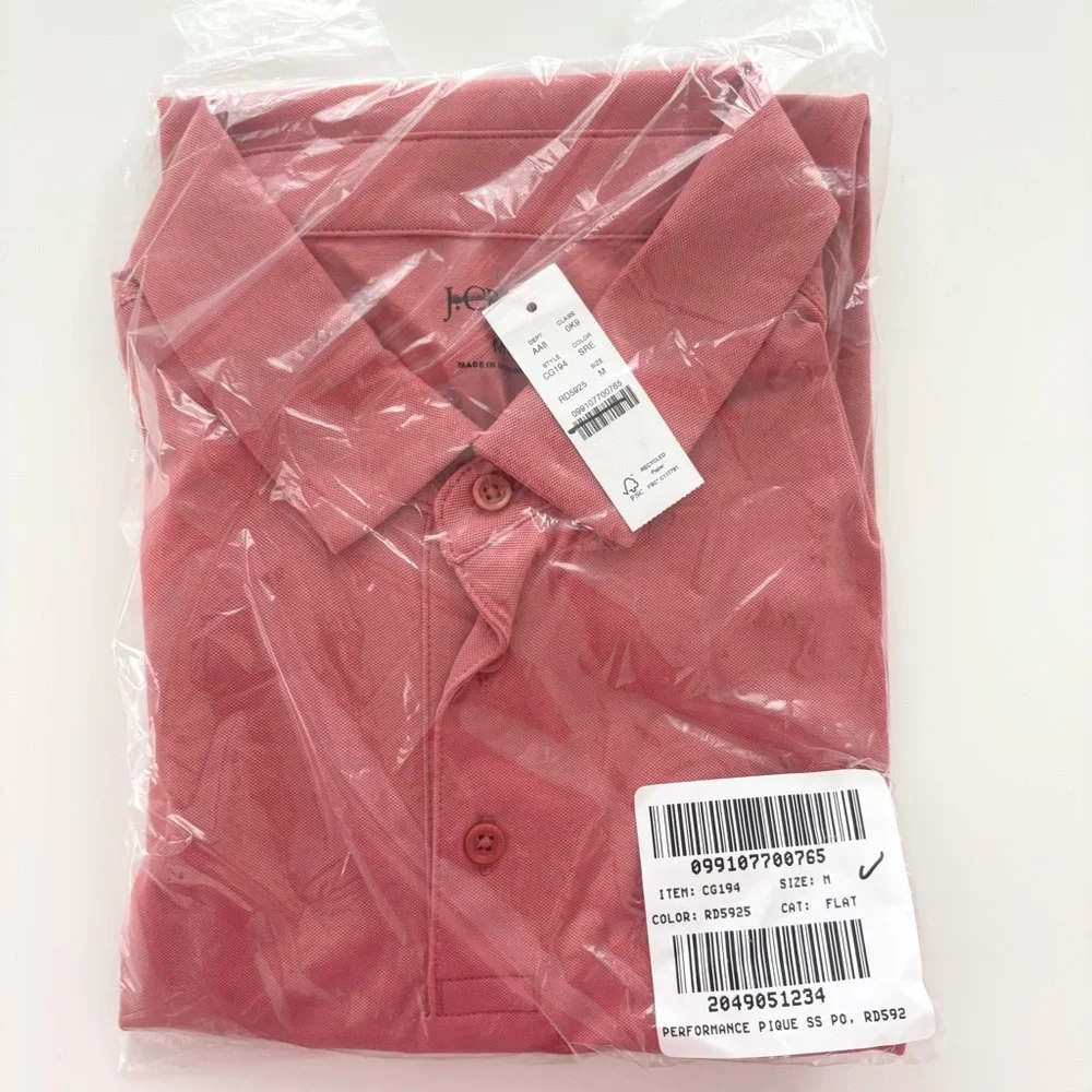 NWT J. Crew Performance Piqué Polo Shirt Short Sleeve Red
